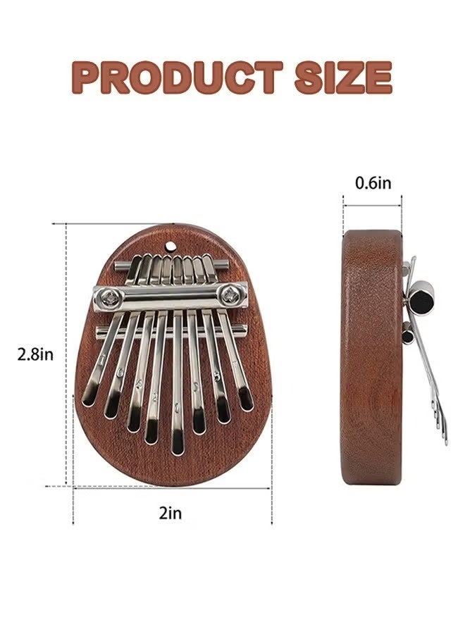 Mini Thumb Piano 8 Keys Wooden Finger Piano With Lanyard, Musical Instrument, Gift For Valentine's Day, Perfect For Adult Beginners & Music Lovers - Image 3